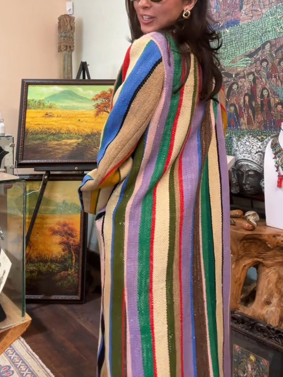 Sofia | Multi-Coloured Striped Coat