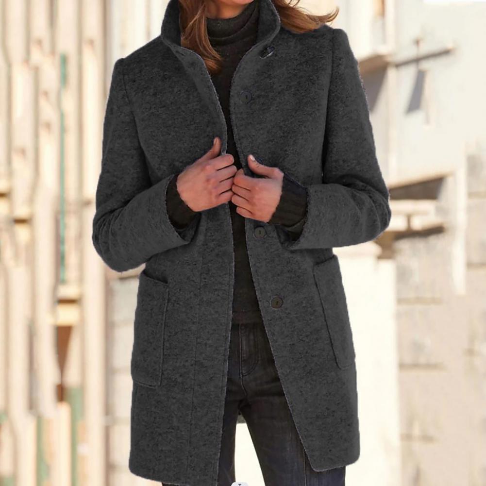 Trench | Elegant Stand-up Collar Long Coat