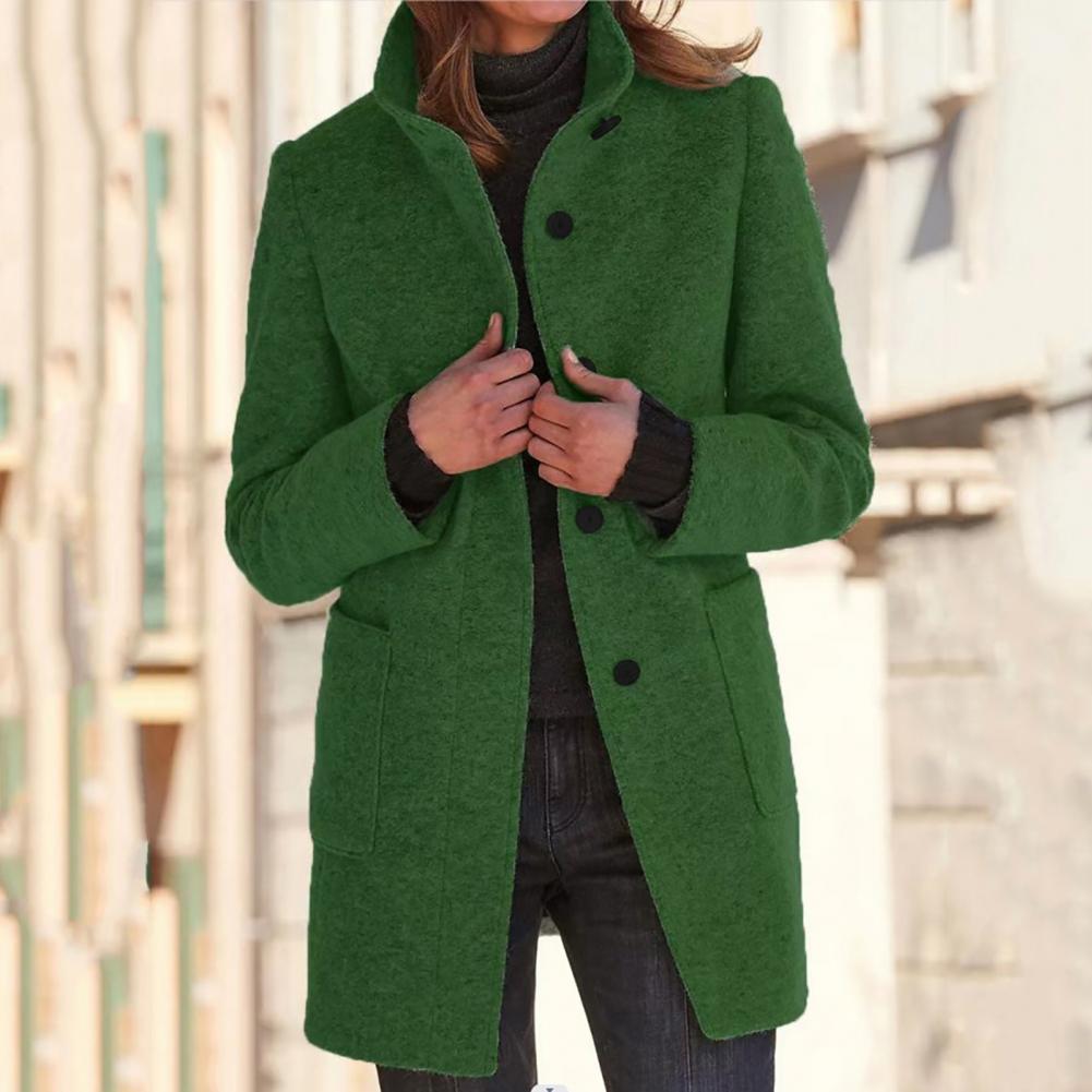 Trench | Elegant Stand-up Collar Long Coat