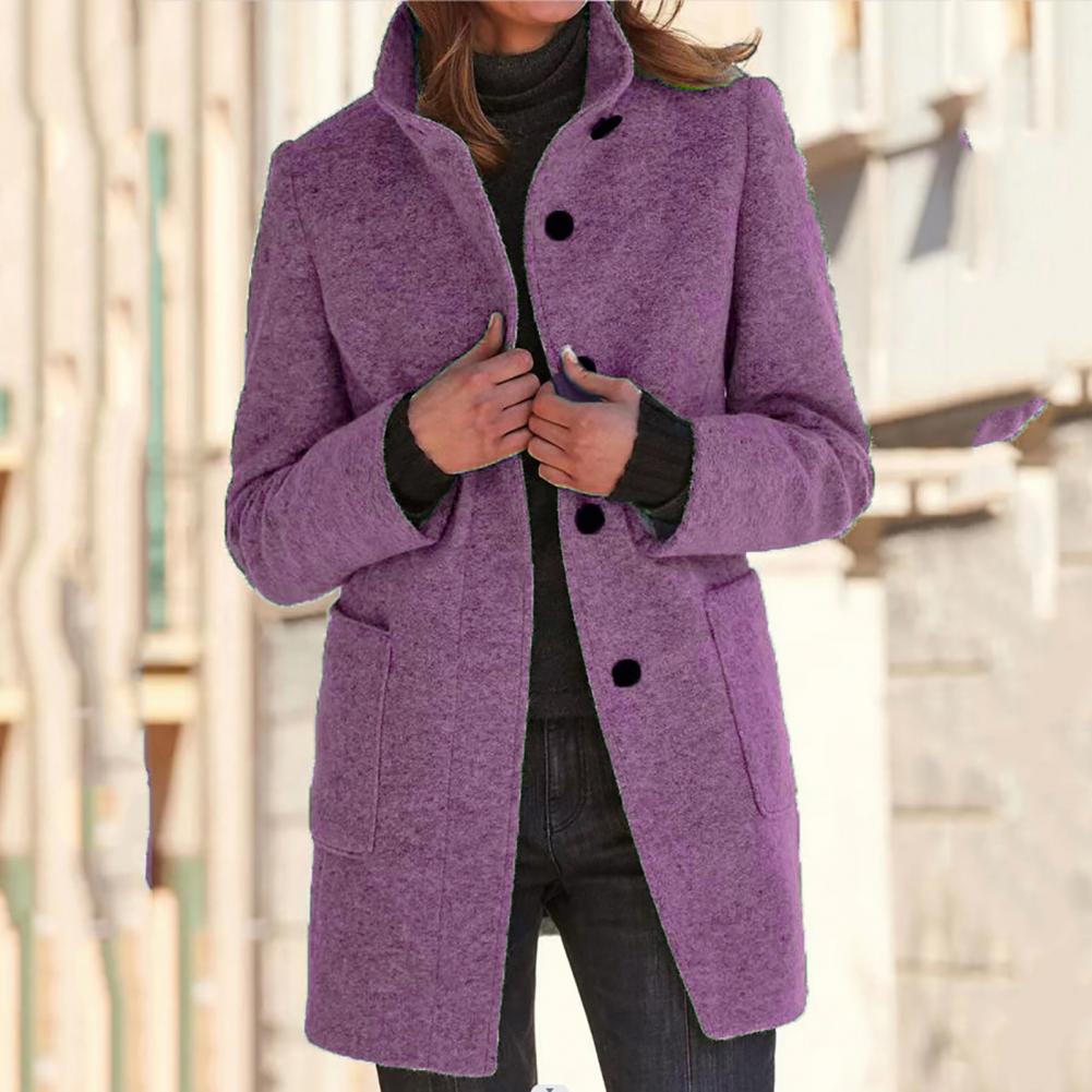 Trench | Elegant Stand-up Collar Long Coat