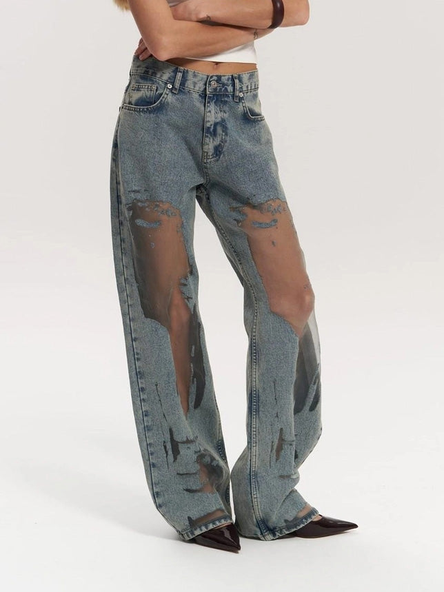 Aria | See-Through Baggy Denim Jeans