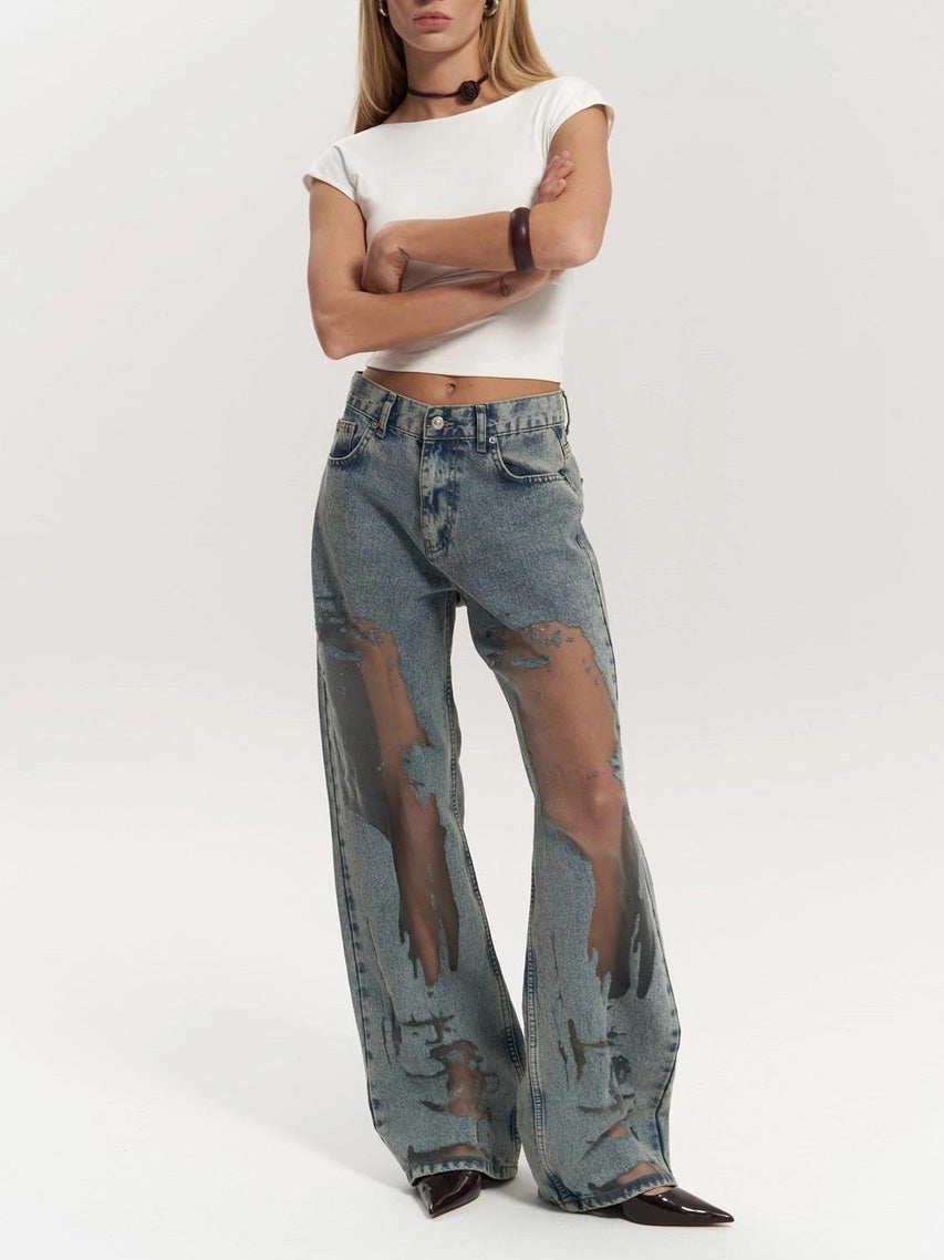 Aria | See-Through Baggy Denim Jeans