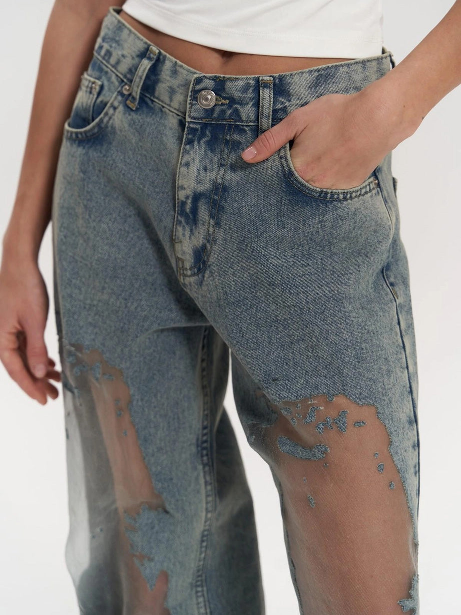 Aria | See-Through Baggy Denim Jeans