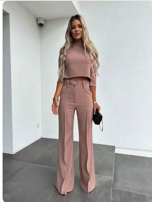 RoseLina | Elegant O-Neck Top and Pants Set