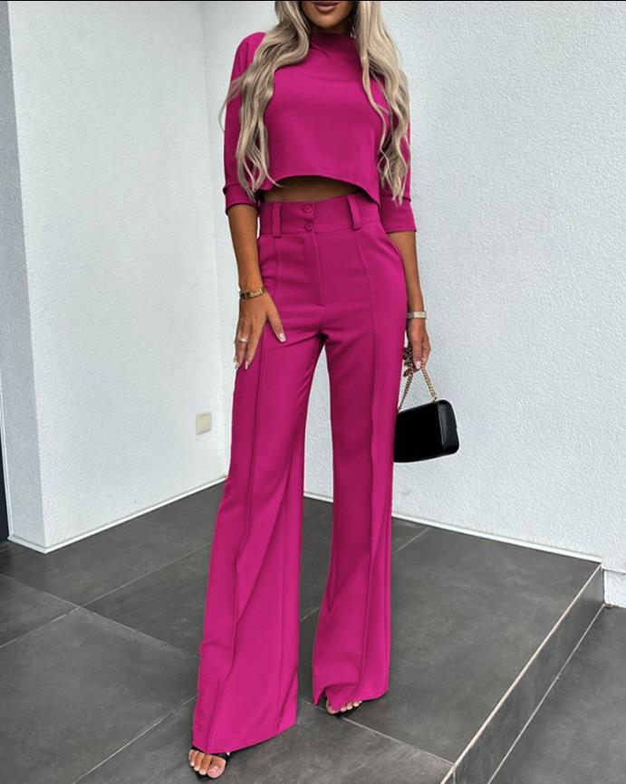 RoseLina | Elegant O-Neck Top and Pants Set