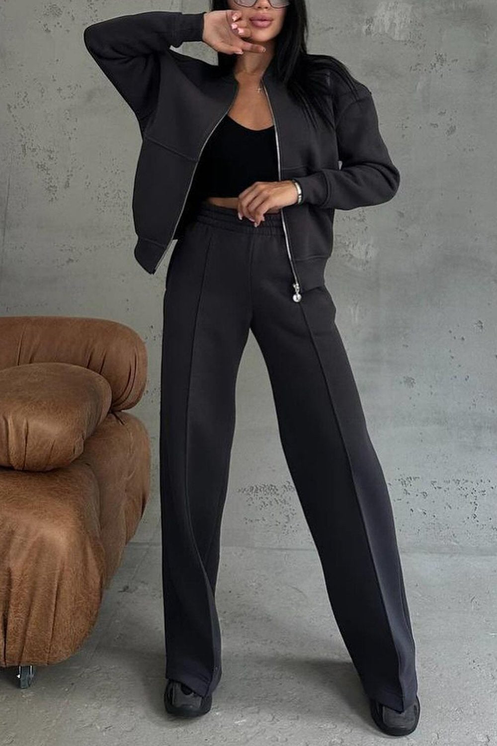 Maria | Women's Zipper Jacket & Pants Two-piece Set