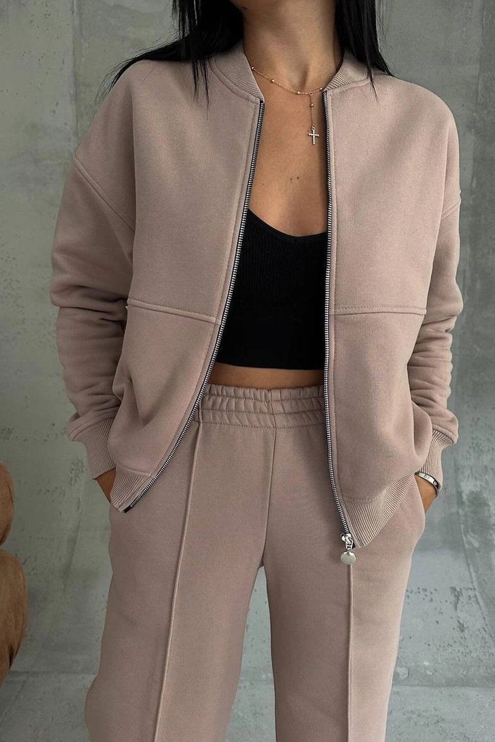 Maria | Women's Zipper Jacket & Pants Two-piece Set